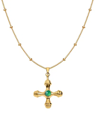 Liv Oliver 18k Plated 0.78 Ct. Tw. Green Agate Necklace In Gold