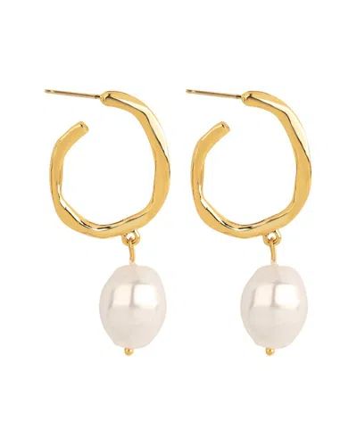Liv Oliver 18k Plated 10-12mmmm Pearl Drop Earrings In Gold