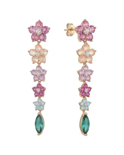 Liv Oliver 18k Plated 11.40 Ct. Tw. Quartz Earrings In Pink