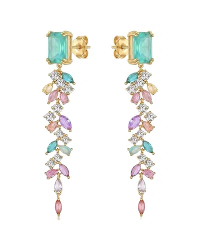Liv Oliver 18k Plated 12.20 Ct. Tw. Quartz Earrings In Gold