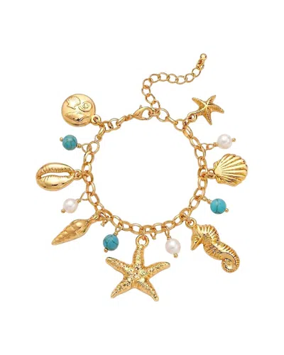 Liv Oliver 18k Plated 1.25 Ct. Tw. Turquoise Bracelet In Gold