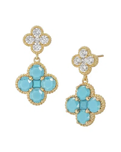 Liv Oliver 18k Plated 1.25 Ct. Tw. Turquoise Cz Earrings In Gold