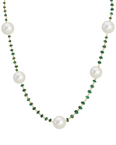Liv Oliver 18k Plated 12.50 Ct. Tw. Green Quartz Geometric & Matte Finish Layer Necklace In Gold