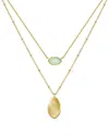 Liv Oliver 18k Plated 12.50 Ct. Tw. Sea Green Quartz Geometric Layer Necklace