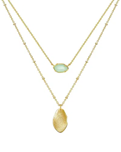 Liv Oliver 18k Plated 12.50 Ct. Tw. Sea Green Quartz Geometric Layer Necklace In Gold