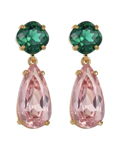 Liv Oliver 18k Plated 12.90 Ct. Tw. Quartz Earrings In Pink