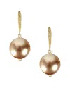 Liv Oliver 18k Plated 12mm Champagne Pearl Drop Earrings