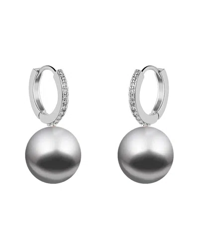 Liv Oliver 18k Plated 12mm Pearl Cz Drop Earrings In No Color