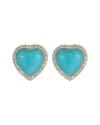 Liv Oliver 18k Plated 13.50 Ct. Tw. Amazonite Cz Amazonite Love Post Earrings