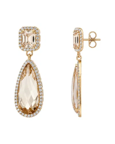 Liv Oliver 18k Plated 13.70 Ct. Tw. Champagne Quartz Cz Earrings In Gray