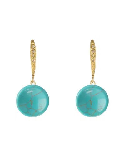 Liv Oliver 18k Plated 13.70 Ct. Tw. Turquoise Drop Earrings In Gold