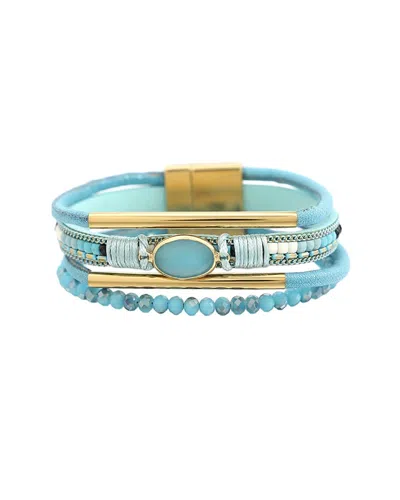 Liv Oliver 18k Plated 14.5 Ct. Tw. Gemstone Bracelet In Blue