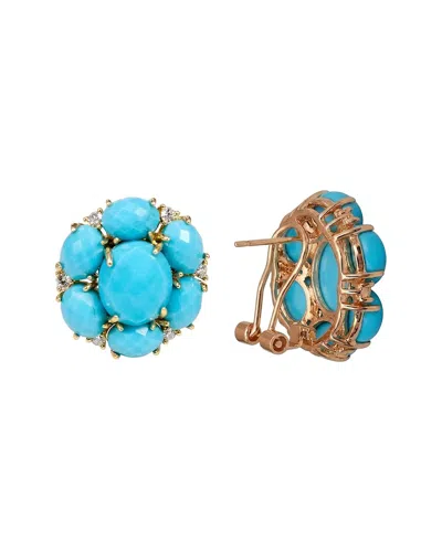 Liv Oliver 18k Plated 14.50 Ct. Tw. Turquoise Cz Earrings In Gold
