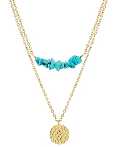 Liv Oliver 18k Plated 1.50 Ct. Tw. Turquoise Necklace In Gold