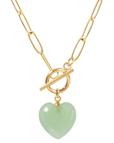 Liv Oliver 18k Plated 15.25 Ct. Tw. Jade Heart Chain Toggle Necklace In Metallic