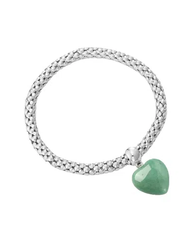 Liv Oliver 18k Plated 15.25 Ct. Tw. Jade Heart Charm Bracelet In Metallic