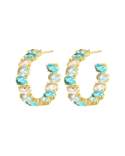 Liv Oliver 18k Plated 15.25 Ct. Tw. Quartz Oval Hoop Earrings In Gold