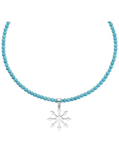 Liv Oliver 18k Plated 15.25 Ct. Tw. Turquoise Necklace In Pattern