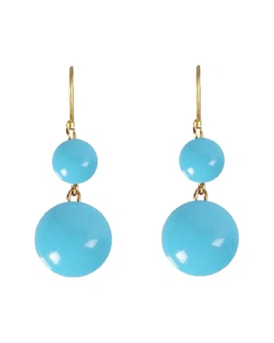 Liv Oliver 18k Plated 16.00 Ct. Tw. Turquoise & 10 -12mm Pearl Drop Earrings In Blue