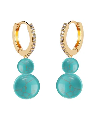 Liv Oliver 18k Plated 16.90 Ct. Tw. Turquoise Cz Earrings In Pattern
