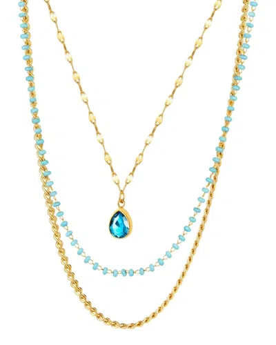 Liv Oliver 18k Plated 17.50 Ct. Tw. Gemstone Necklace In No Color