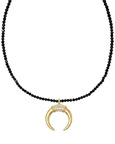 Liv Oliver 18k Plated 18.75 Ct. Tw. Onyx Cz Necklace In Black