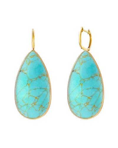 Liv Oliver 18k Plated 18.75 Ct. Tw. Turquoise Drop Earrings In Blue