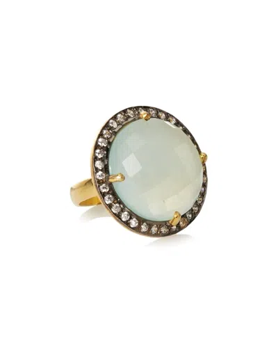 Liv Oliver 18k Plated 19.20 Ct. Tw. Chalcedony Cz Statement Ring In Gold