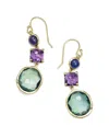 Liv Oliver 18k Plated 19.25 Ct. Tw. Multi Gemstones Statement Earrings In Green