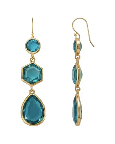 Liv Oliver 18k Plated 19.50 Ct. Tw. London Blue Quartz Earrings In Gold