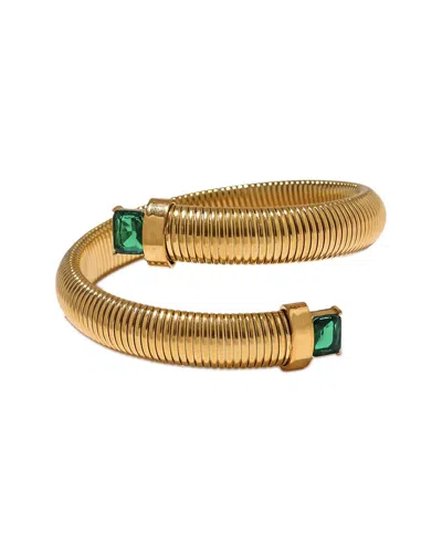 Liv Oliver 18k Plated 1.96 Ct. Tw. Green Quartz Wrap Bangle Bracelet In Gold