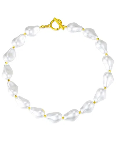 Liv Oliver 18k Plated 21-15mm Pearl Baroque Chunky Necklace In No Color