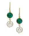 Liv Oliver 18k Gold Plated Ruby & Pearl Drop Earrings