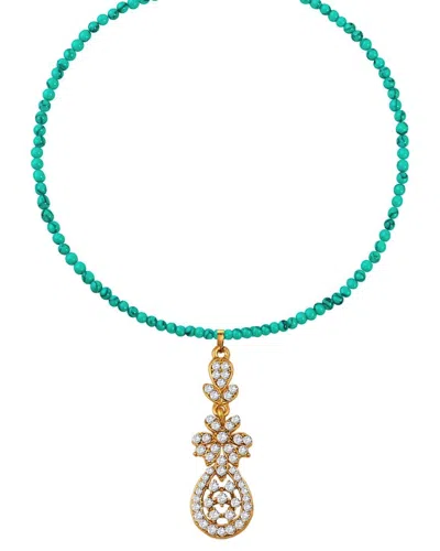 Liv Oliver 18k Plated 2.45 Ct. Tw. Turquoise Necklace In Green