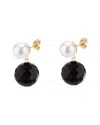 LIV OLIVER LIV OLIVER 18K PLATED 24.75 CT. TW. ONYX 6MM EARRINGS