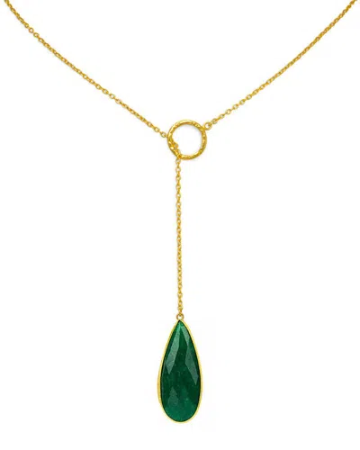 Liv Oliver 18k Plated 25.00 Ct. Tw. Emerald Lariat Necklace