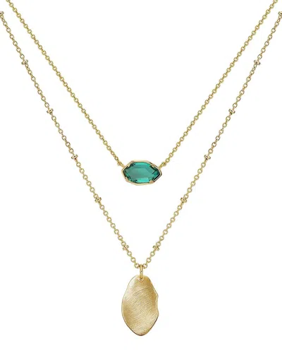 Liv Oliver 18k Plated 25.00 Ct. Tw. Gemstone Clover Necklace In Gold