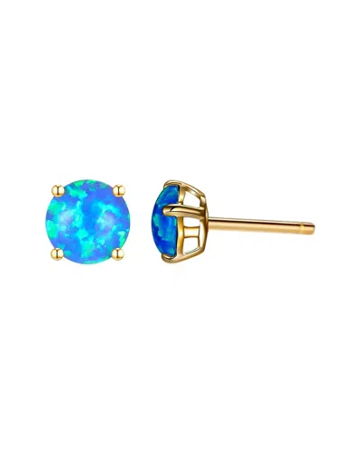 Liv Oliver 18k Plated 2.85 Ct. Tw. Opal Studs In Blue