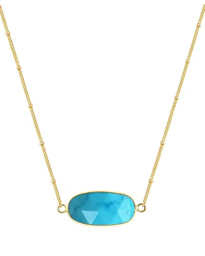 Liv Oliver 18k Plated 28.75 Ct. Tw. Turquoise Oval Necklace In Blue