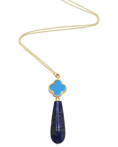 Liv Oliver 18k Plated 30.00 Ct. Tw. Lapis, Turquoise Necklace In Blue
