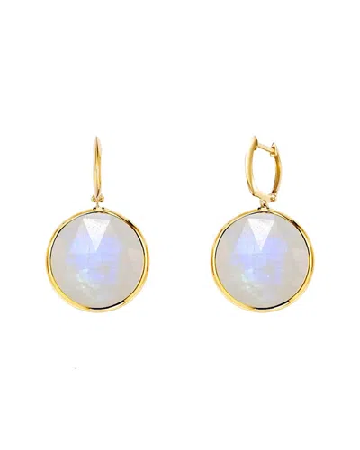 Liv Oliver 18k Plated 32.00 Ct. Tw. Moonstone Disc Drop Earrings In Gold