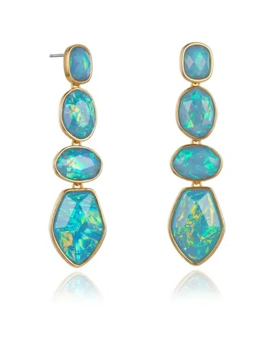 Liv Oliver 18k Plated 32.20 Ct. Tw. Opal Drop Earrings In Multi