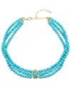Liv Oliver 18k Plated 32.70 Ct. Tw. Turquoise Layer Necklace In Blue