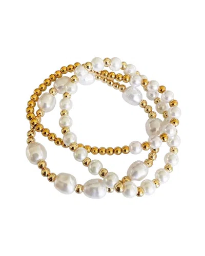 Liv Oliver 18k Plated 3-4; 10 -12mm Pearl Bracelet In Gold