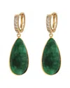 Liv Oliver 18k Plated 35.00 Ct. Tw. Emerald Cz Earrings In Green