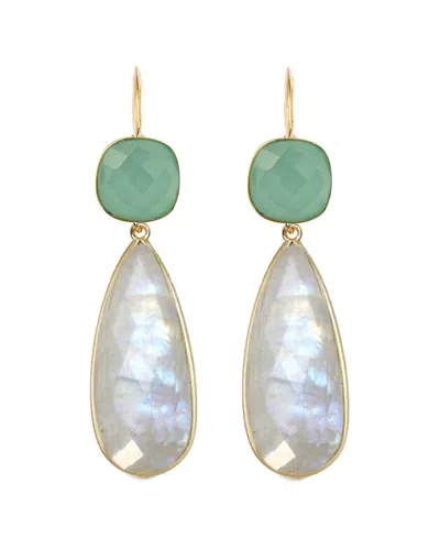 Liv Oliver 18k Plated 35.00 Ct. Tw. Gemstone Drop Earrings In Neutral