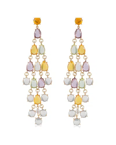 Liv Oliver 18k Plated 35.00 Ct. Tw. Multi Gemstones Earrings In Gold