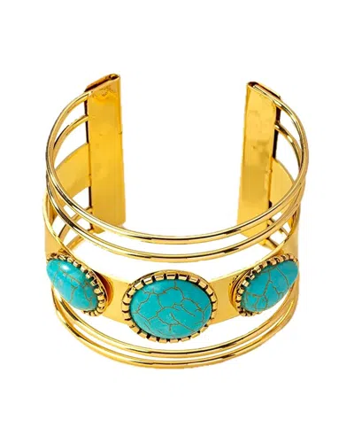 Liv Oliver 18k Plated 36.25 Ct. Tw. Turquoise Cuff Bangle Bracelet In Gold