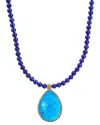 Liv Oliver 18k Plated 36.50 Ct. Tw. Turquoise Drop Necklace In Blue