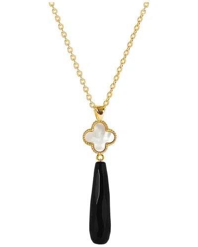 Liv Oliver 18k Plated 38.00 Ct. Tw. Onyx Drop Necklace In Multi